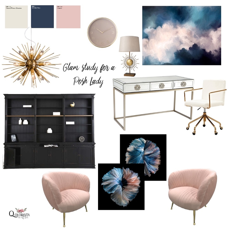 Glam study Mood Board by Qolorista Home Design on Style Sourcebook