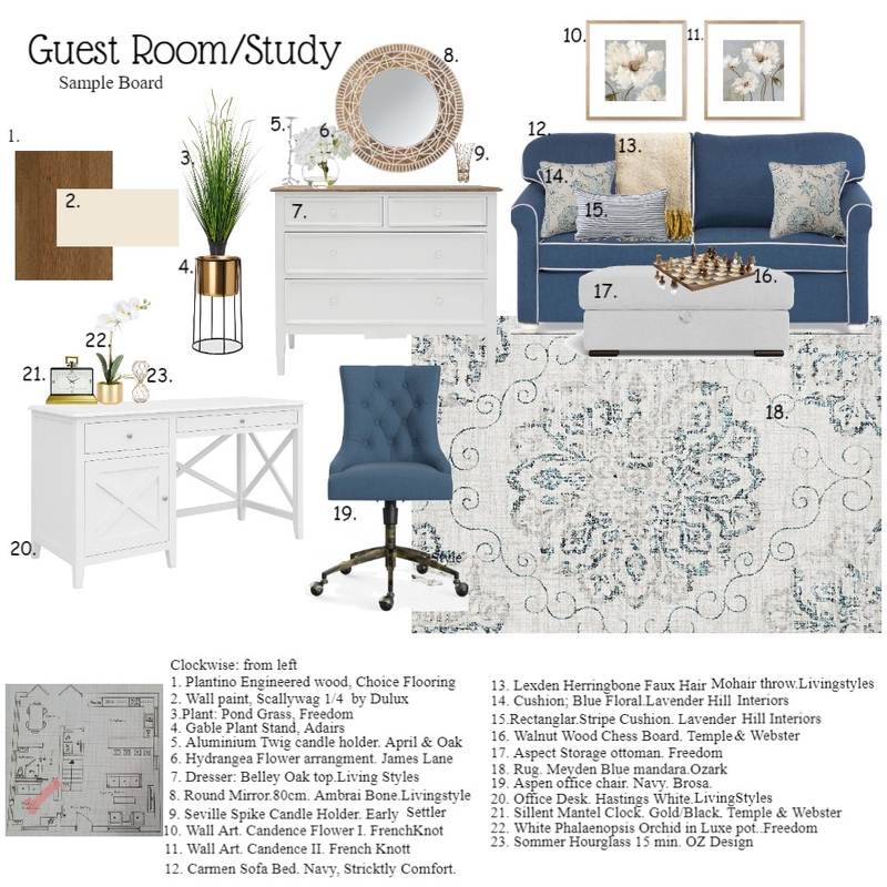 Guest room/Study Assignment 9 Sample Board Mood Board by Zughbaba on Style Sourcebook