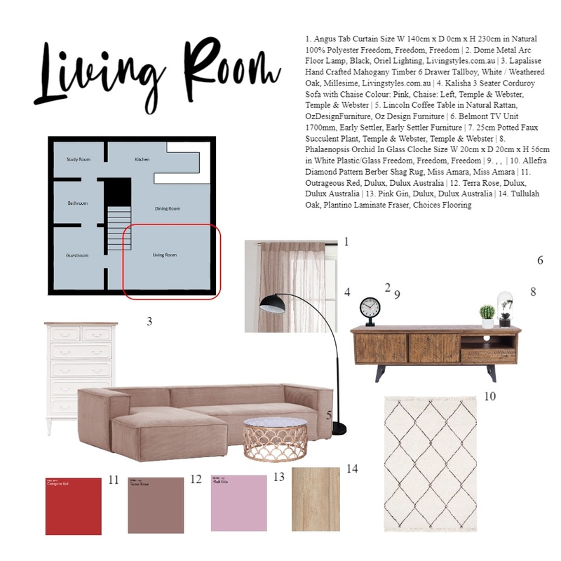 Living Room Mid century style Mood Board by yonglongsim on Style Sourcebook