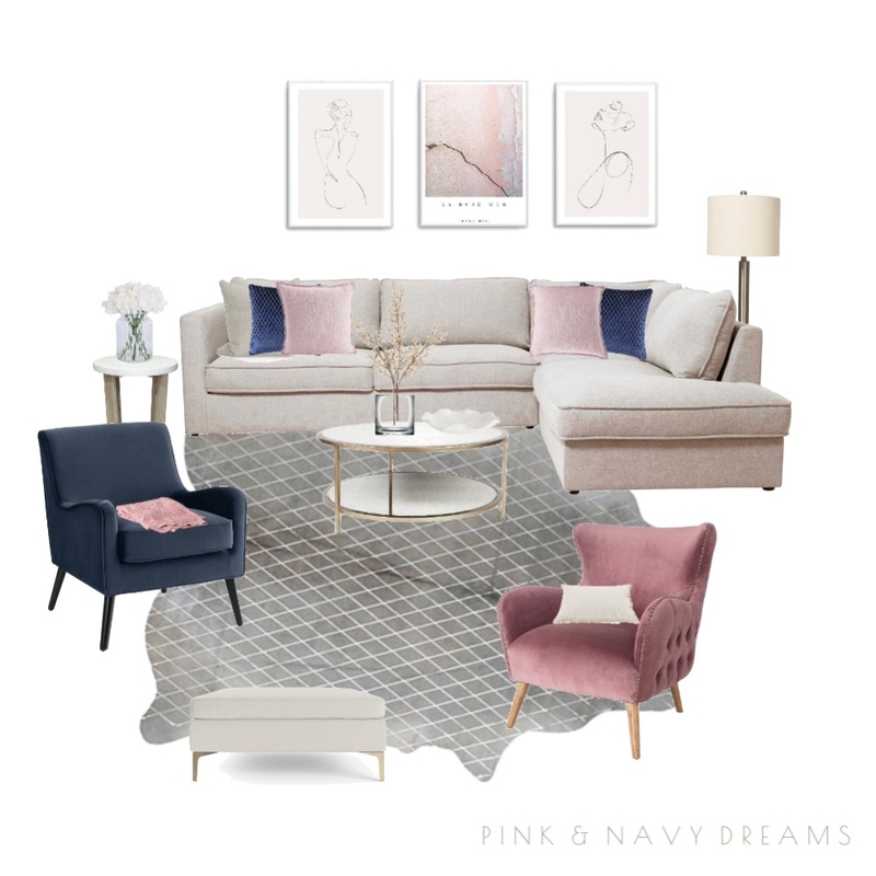 Pink and Navy Dreams Mood Board by Cailey & Co. Interior Styling on Style Sourcebook