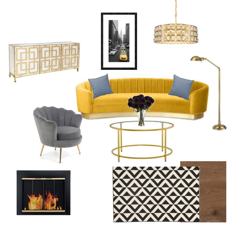 Hollywood Glam Yellow Mood Board by Amanda Erin Designs on Style Sourcebook