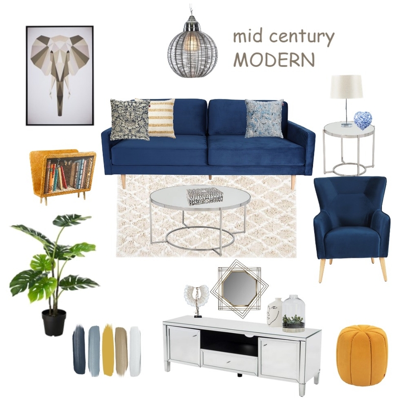 Blue Earth Tone Living Room Mood Board by Georgiana Draghici on Style Sourcebook