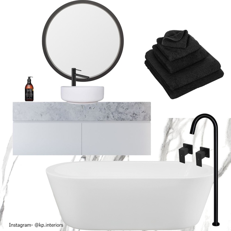 Marble & Black Fixtures Bathroom Mood Board by Kirsty on Style Sourcebook