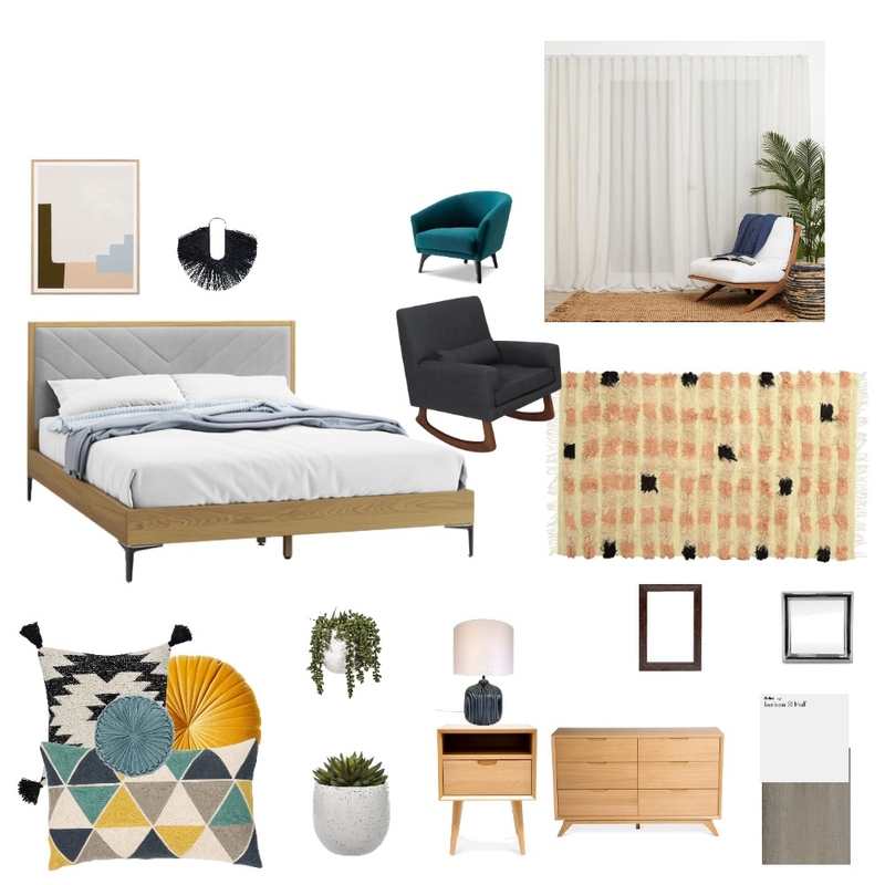 Mid century modern bedroom Mood Board by Janice Minard on Style Sourcebook