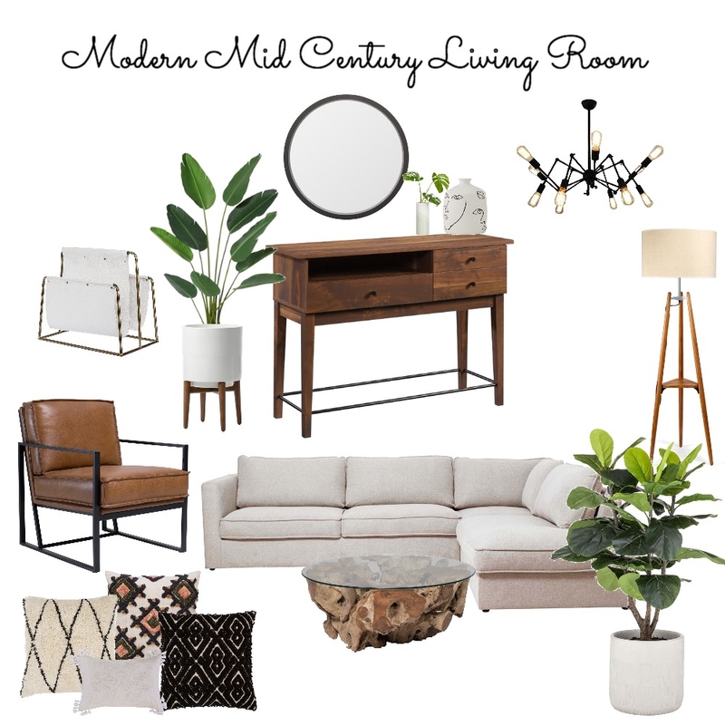 Modern Mid Century Living Room Mood Board by annpanopio on Style Sourcebook