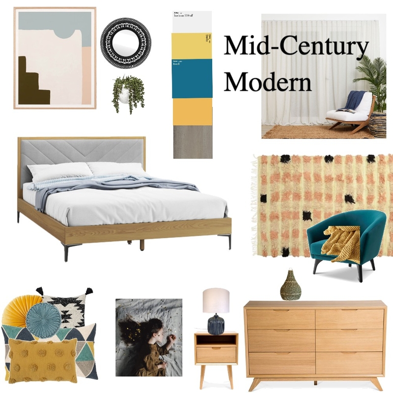 Mid-century modern bedroom Mood Board by Janice Minard on Style Sourcebook