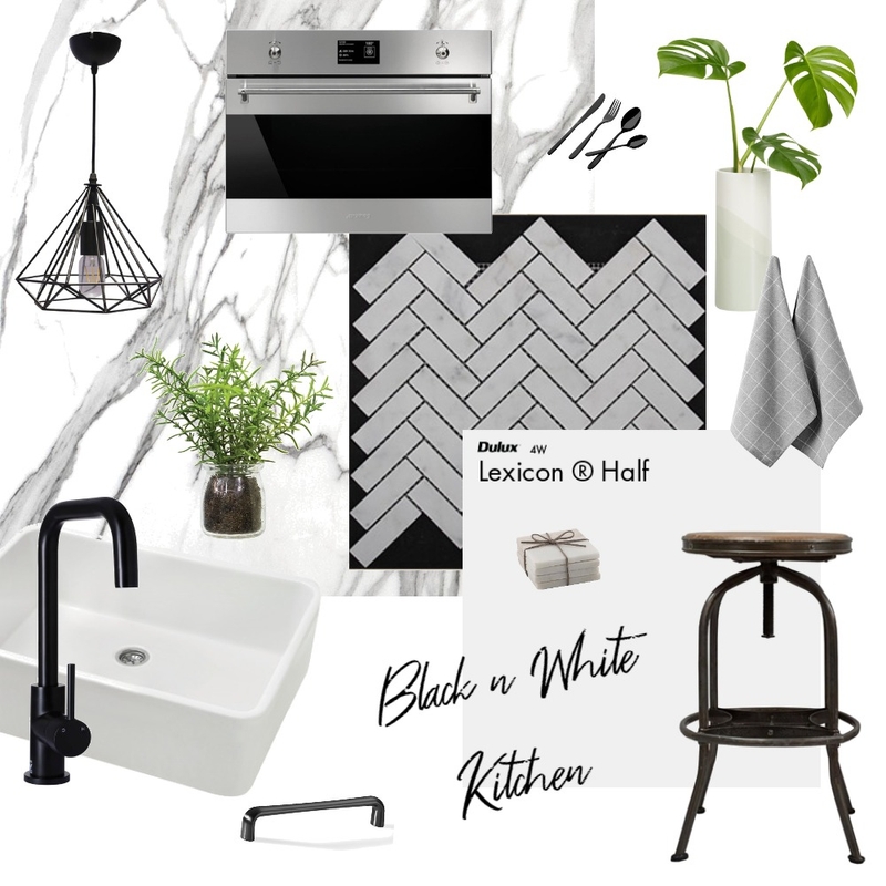 Calcatta Kitchen with Black Accents Mood Board by Nadzie on Style Sourcebook