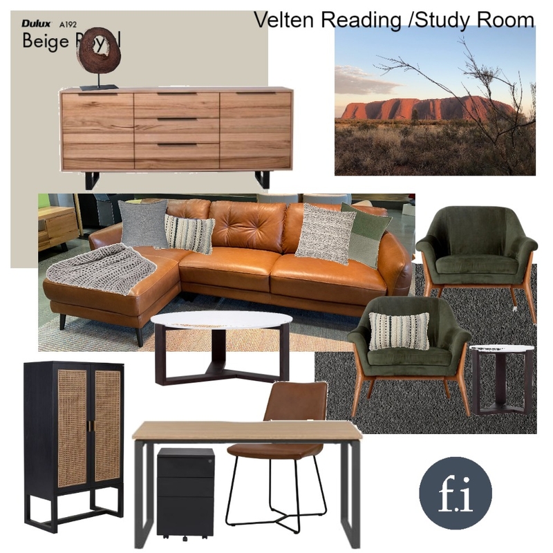 Velten Reading Room/Study final Mood Board by Fiorella on Style Sourcebook