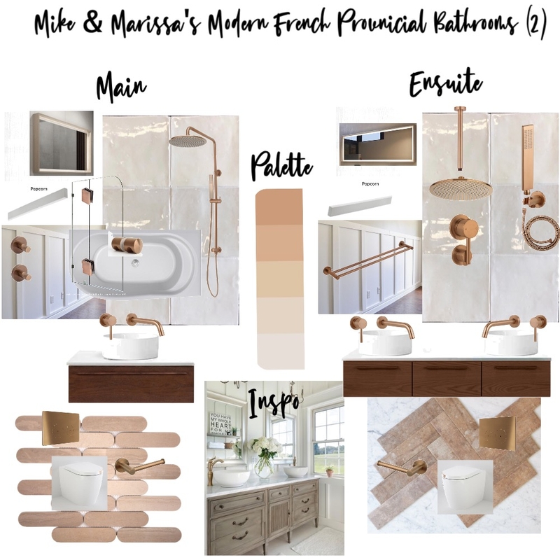 Mike & Marissa's Modern French Provincial Bathrooms (2) Mood Board by Copper & Tea Design by Lynda Bayada on Style Sourcebook