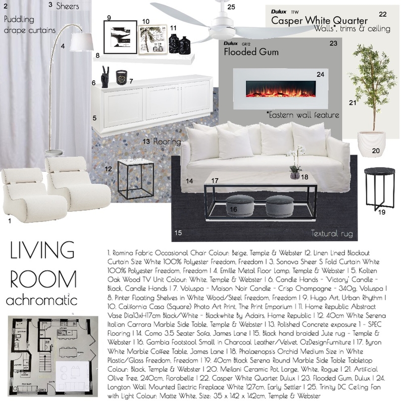 Living Room - Module 9 Mood Board by Katie Buttel Interiors on Style Sourcebook
