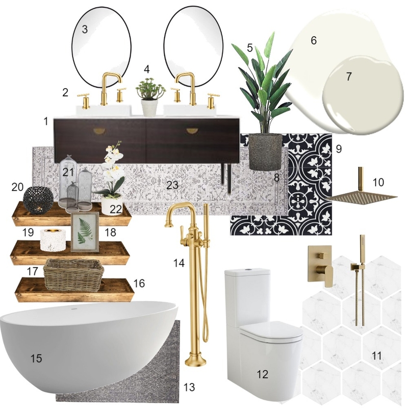 Monochromatic Bathroom Mood Board by CarlenaLandon on Style Sourcebook