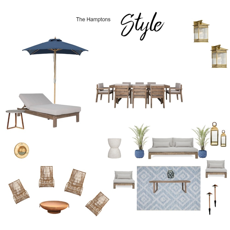 Hamptons Outdoor Glam Style Mood Board by Lisa Harper Designs on Style Sourcebook