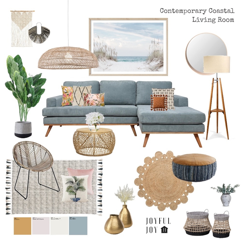 Contemporary Coastal Living Room Mood Board by Little Gold Brush on Style Sourcebook