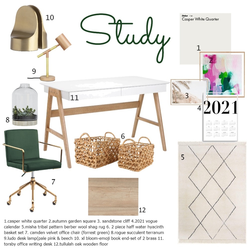 Module 9-Study Mood Board by Bloom interiors on Style Sourcebook