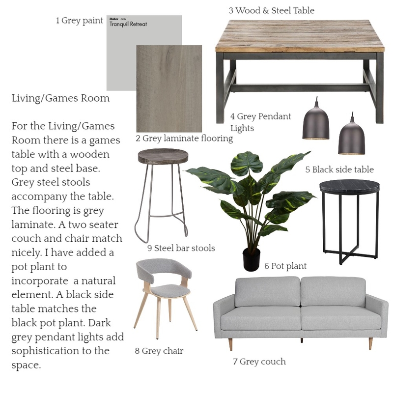 Sample Board Living/Games Room Mood Board by juliaexley on Style Sourcebook