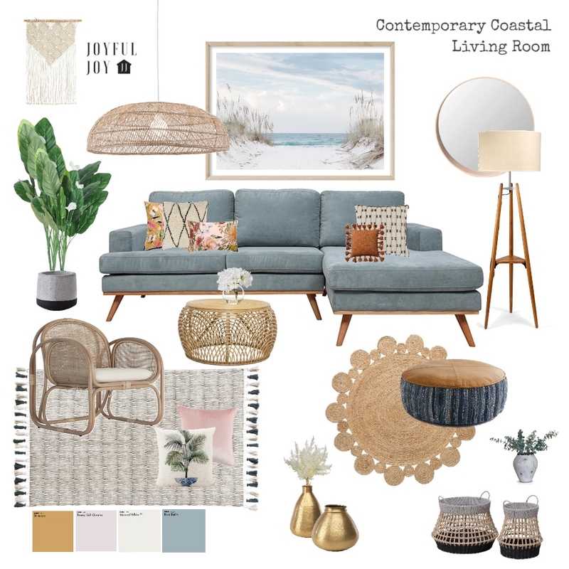Contemporary Coastal Living Room Mood Board by Little Gold Brush on Style Sourcebook