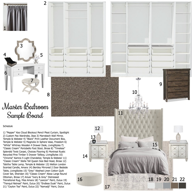 Master Bedroom Sample Board Mood Board by georgiacampbell on Style Sourcebook