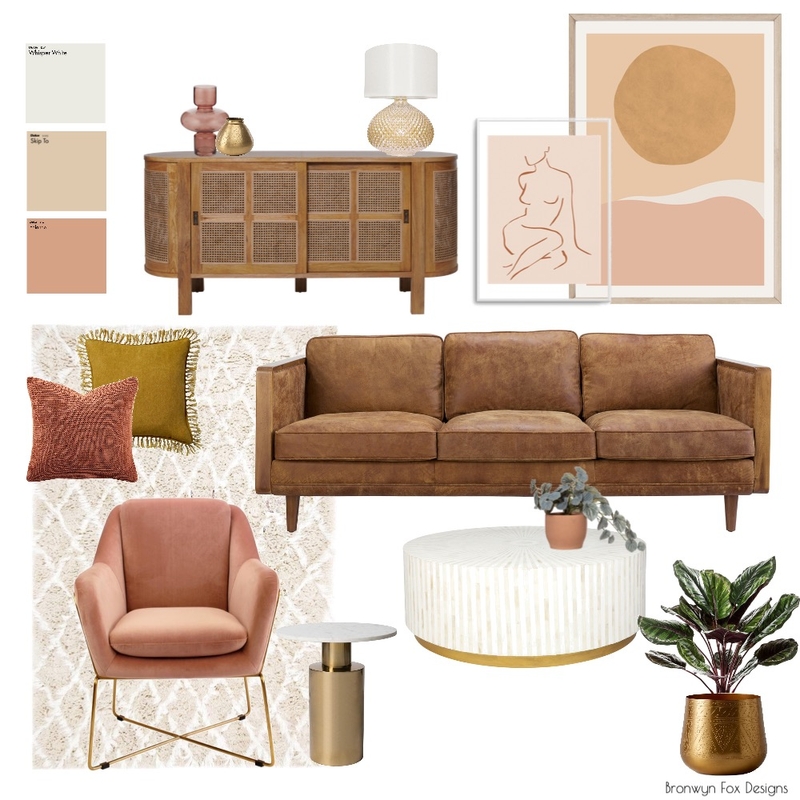 Living Space Leather and Pink Mood Board by bronwynfox on Style Sourcebook