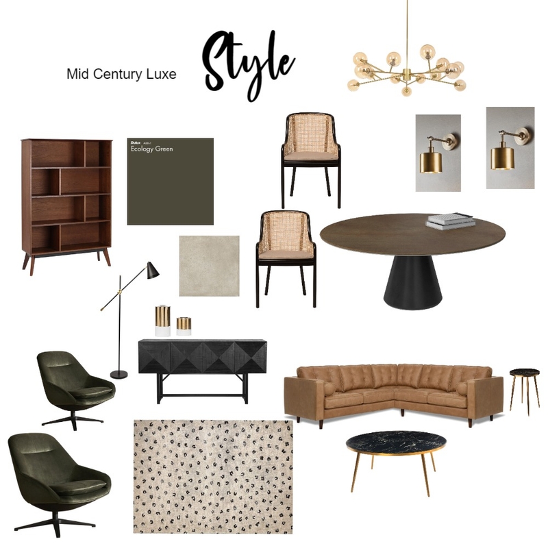 Mid Century Luxe Mood Board by Lisa Harper Designs on Style Sourcebook