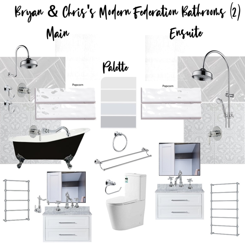 Bryan & Chris's Modern Federation Bathrooms (2) Mood Board by Copper & Tea Design by Lynda Bayada on Style Sourcebook