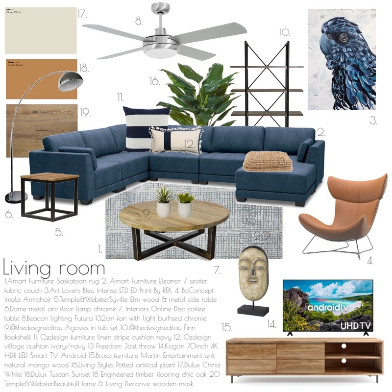 LIVING ROOM - ACCENTED ANALOGOUS Mood Board by eoreill2 on Style Sourcebook