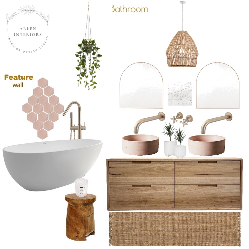 Pink and timber bathroom Mood Board by Arlen Interiors on Style Sourcebook