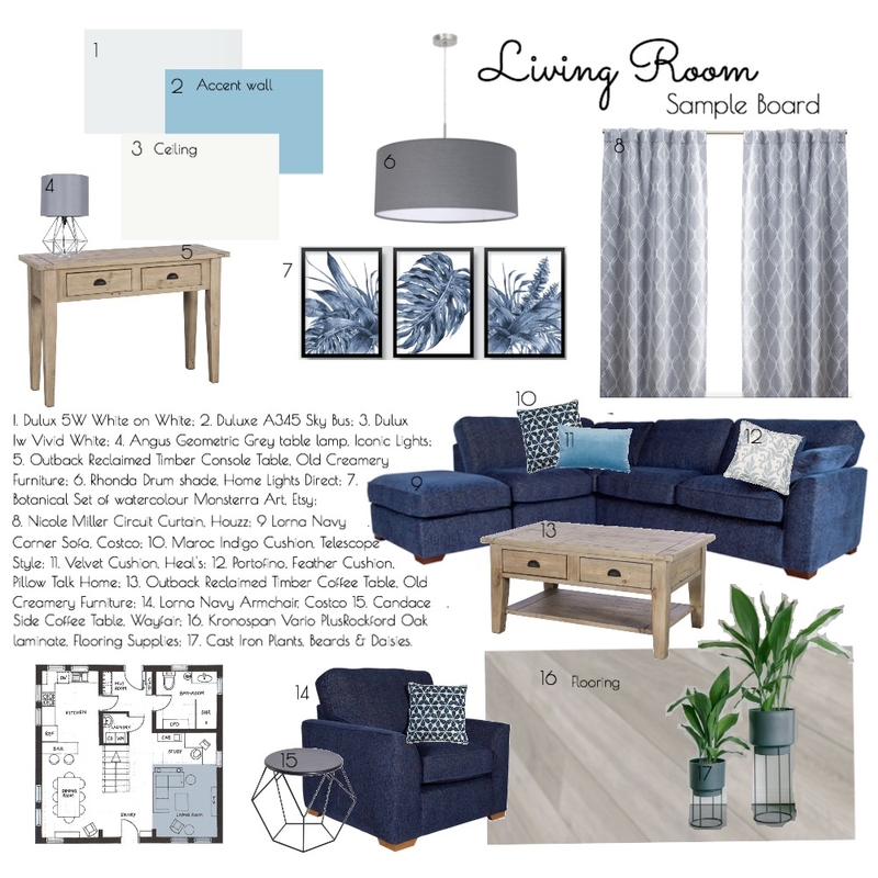 Sample Board - Living Room Mood Board by Nicola on Style Sourcebook