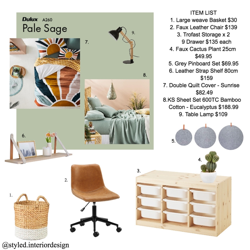 Kieran Item List Mood Board by Styled Interior Design on Style Sourcebook