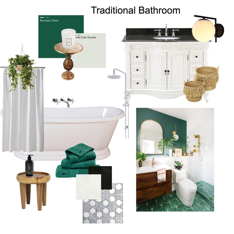 Module 3 Traditional Bathroom Mood Board by Olive Cannon on Style Sourcebook