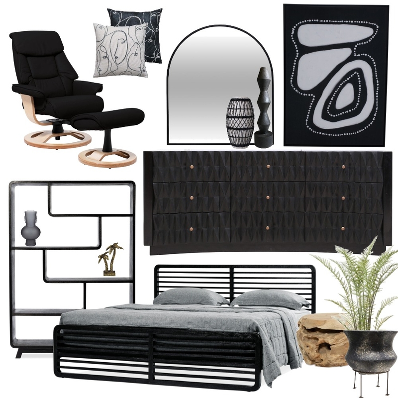 Bold Black Bedroom Mood Board by SAMMYUAL on Style Sourcebook