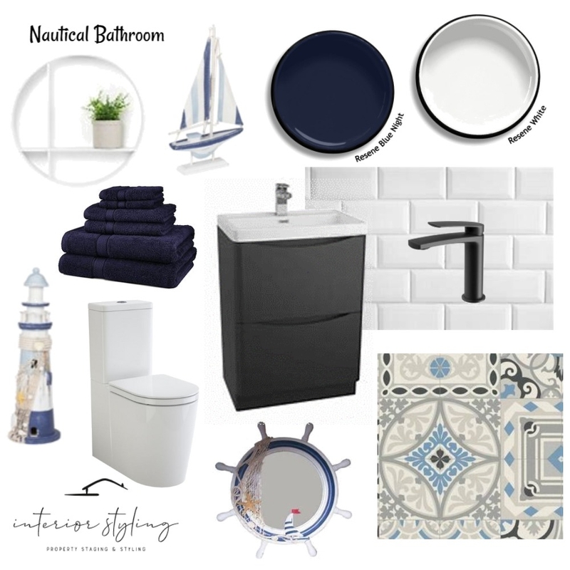 Small Nautical Bathroom Mood Board by Interior Styling on Style Sourcebook