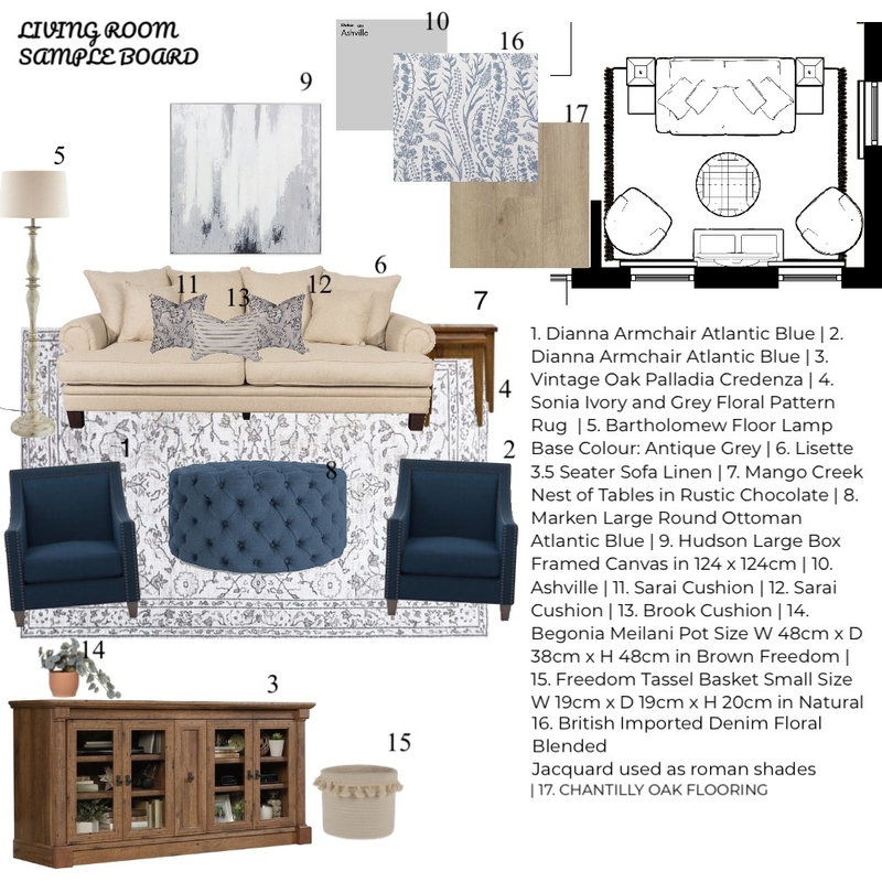 Living room sample board Mood Board by Debbie Wells on Style Sourcebook
