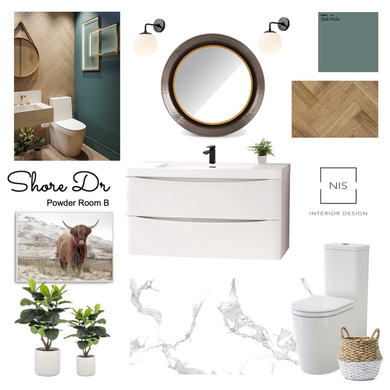 Shore Dr Powder Room (option B) Mood Board by Nis Interiors on Style Sourcebook