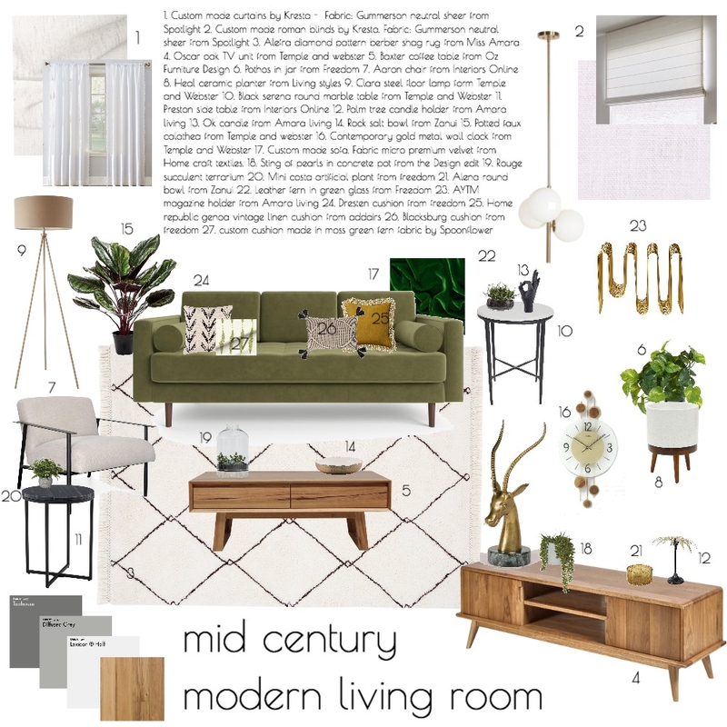 Living room - assignment 9 Mood Board by Olive House Designs on Style Sourcebook