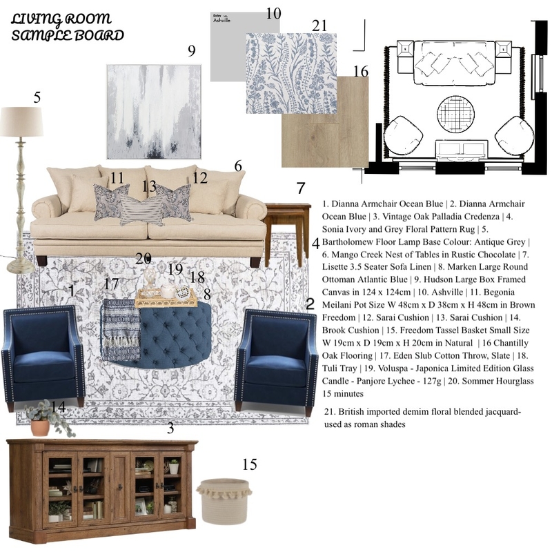 Living room sample board Mood Board by Debbie Wells on Style Sourcebook