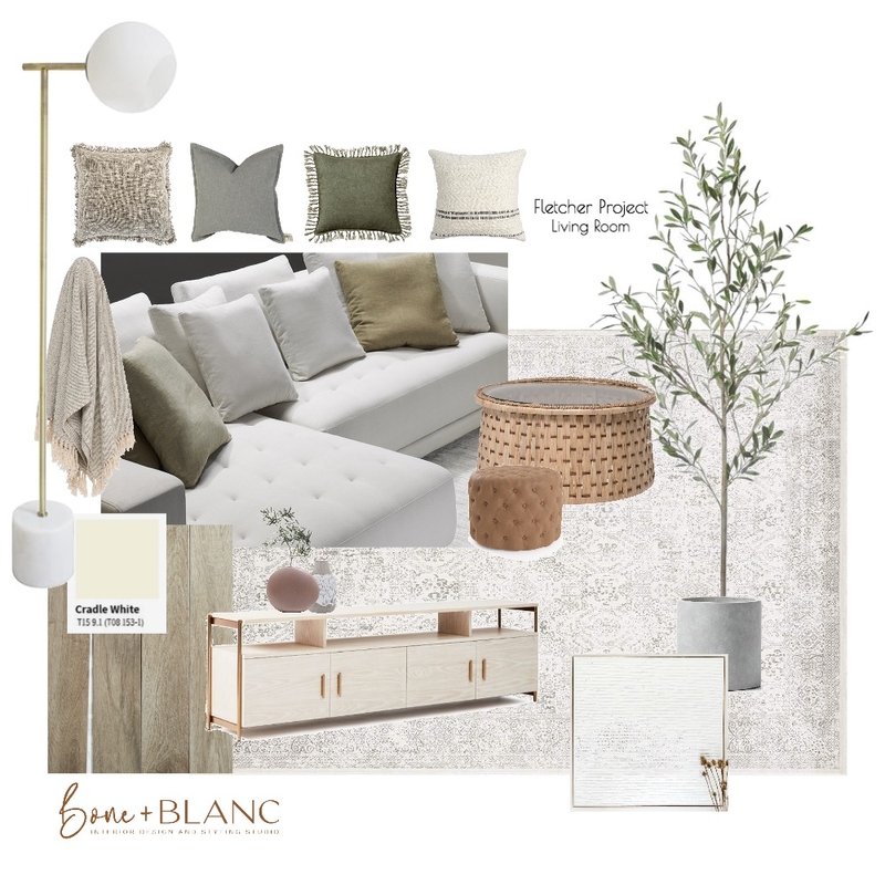 Fletcher Project - Living Room Mood Board by bone + blanc interior design studio on Style Sourcebook