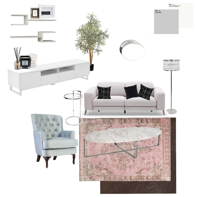 Accented Achromatic Living Room Mood Board by Farida Nassar Interiors on Style Sourcebook