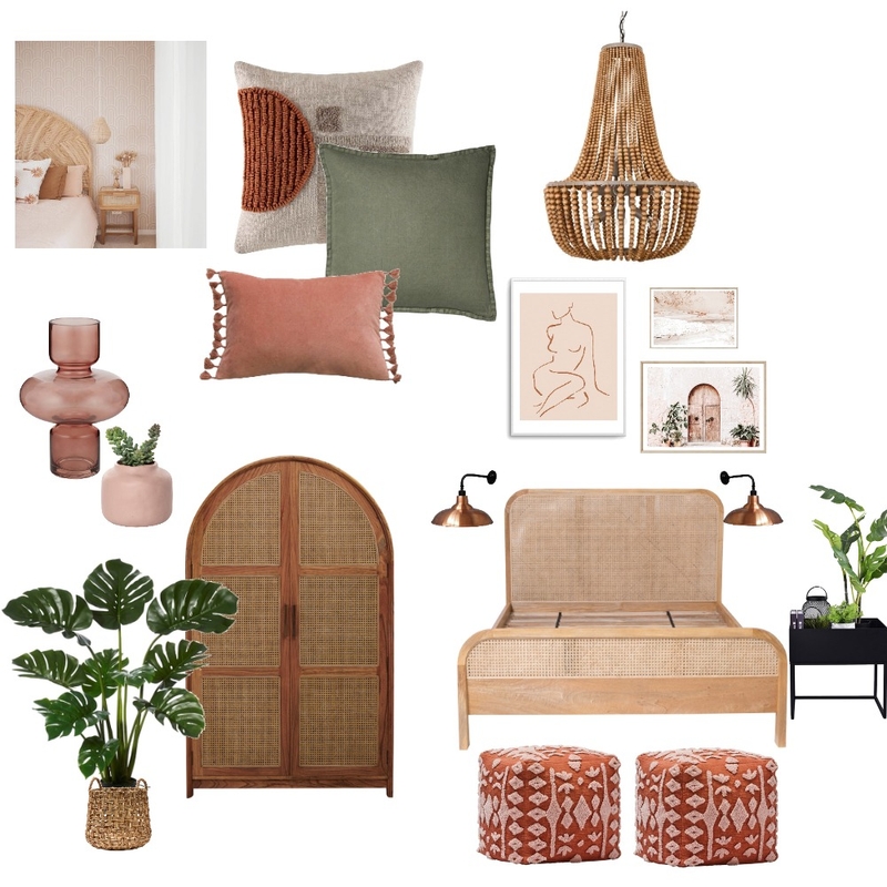 pink boho bedroom Mood Board by heba on Style Sourcebook