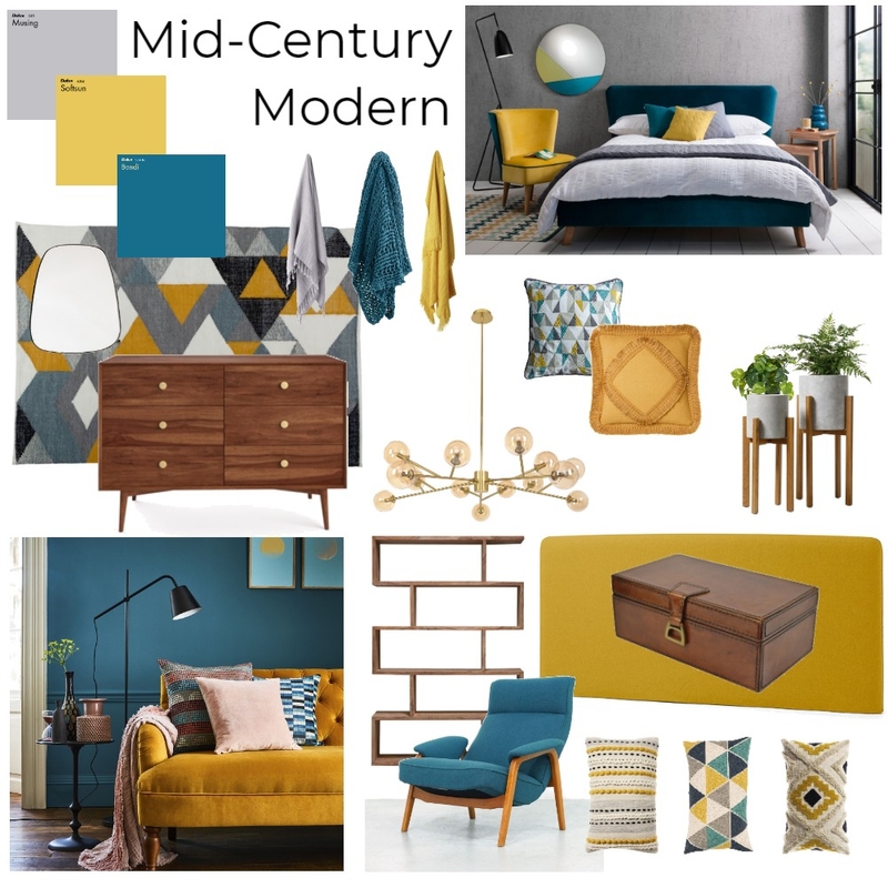Mustard & Teal Mid Century Mood Board by Megan Taylor on Style Sourcebook