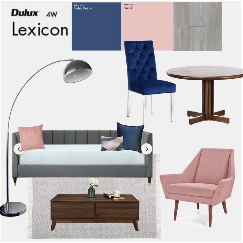 Living Dining/Blush & Blue Mood Board by rbushman on Style Sourcebook