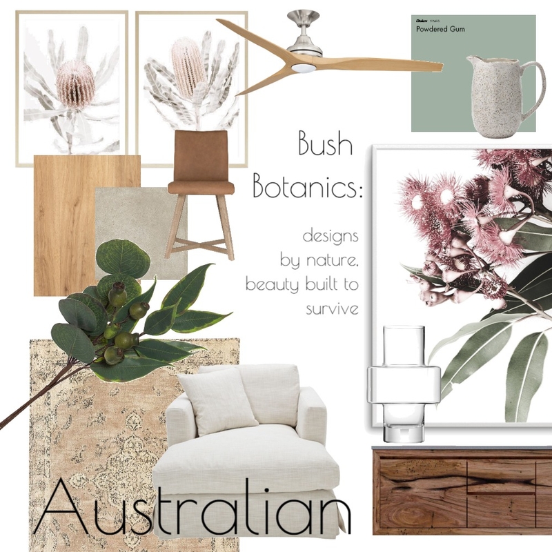 Bush Botanics Mood Board by Vicki Doidge Designs on Style Sourcebook