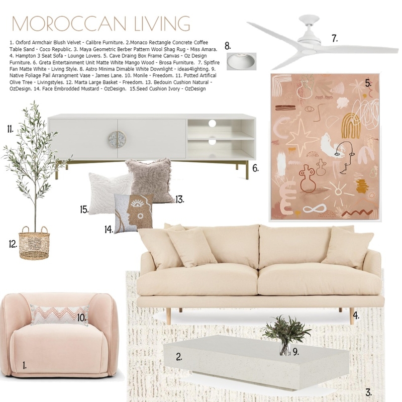 Moroccan Living Mood Board by SALT SOL DESIGNS on Style Sourcebook