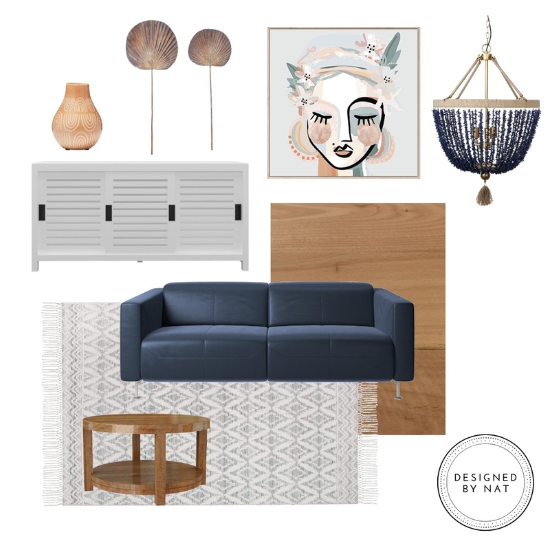 little pop of blue - living room Mood Board by Designed By Nat on Style Sourcebook