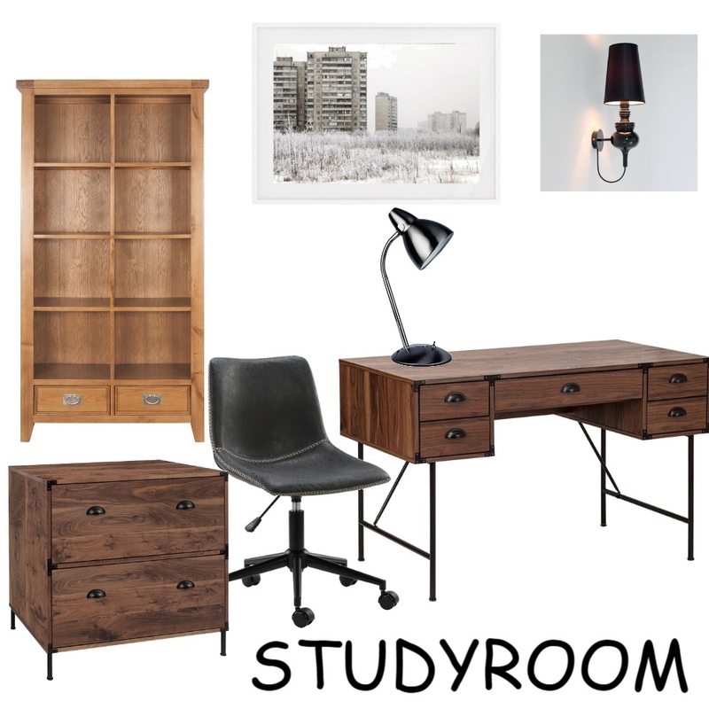 Industry Style Studyroom Mood Board by qihe on Style Sourcebook