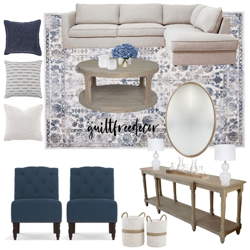 Farmhouse Traditional Living Room Mood Board by guiltfreedecor on Style Sourcebook