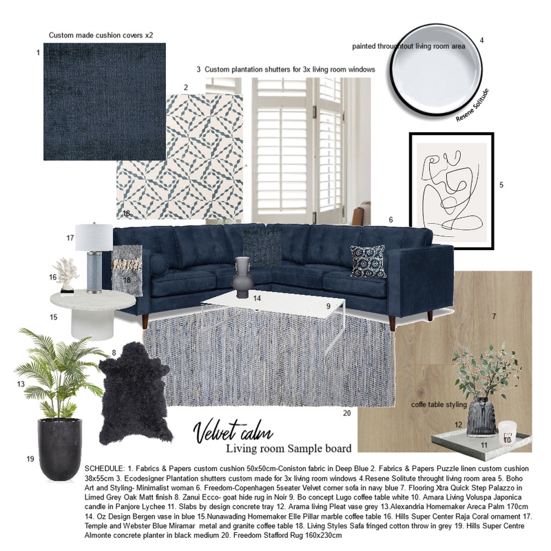 Velvet calm Living room Mood Board by Renee Interiors on Style Sourcebook