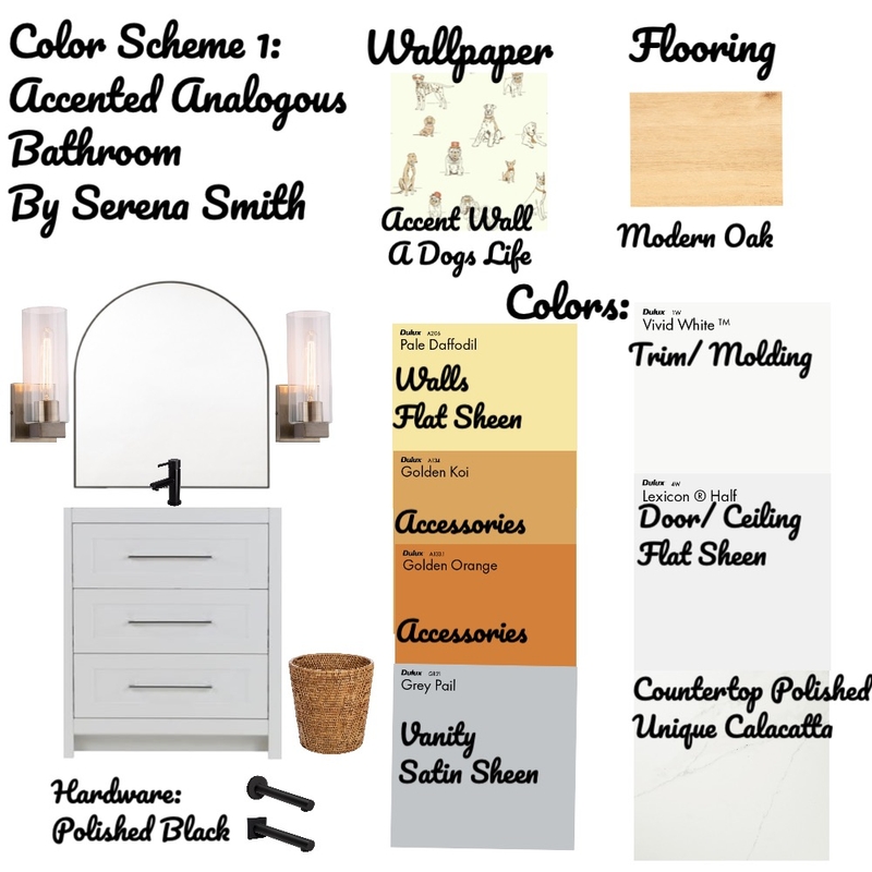 Scheme 1 Accented Analogous Bathroom Mood Board by House of Serena Smith Designs on Style Sourcebook