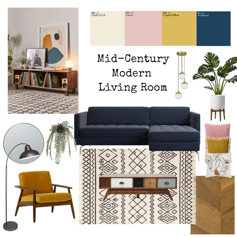 Mid Century Modern Living Room Mood Board by Sophie Woolmer on Style Sourcebook