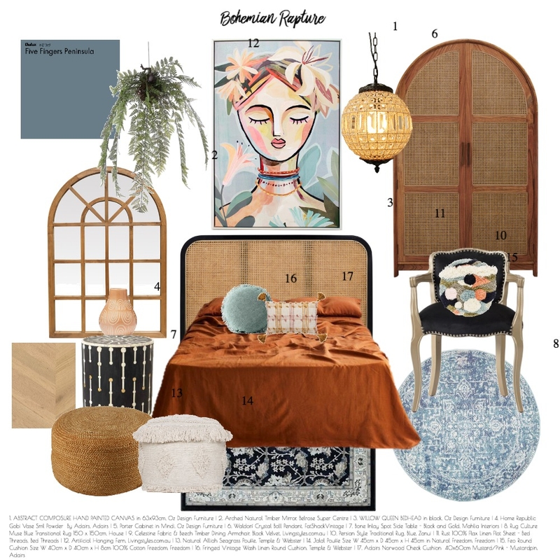 Bohemian Rapture Mood Board by be elle interiors on Style Sourcebook