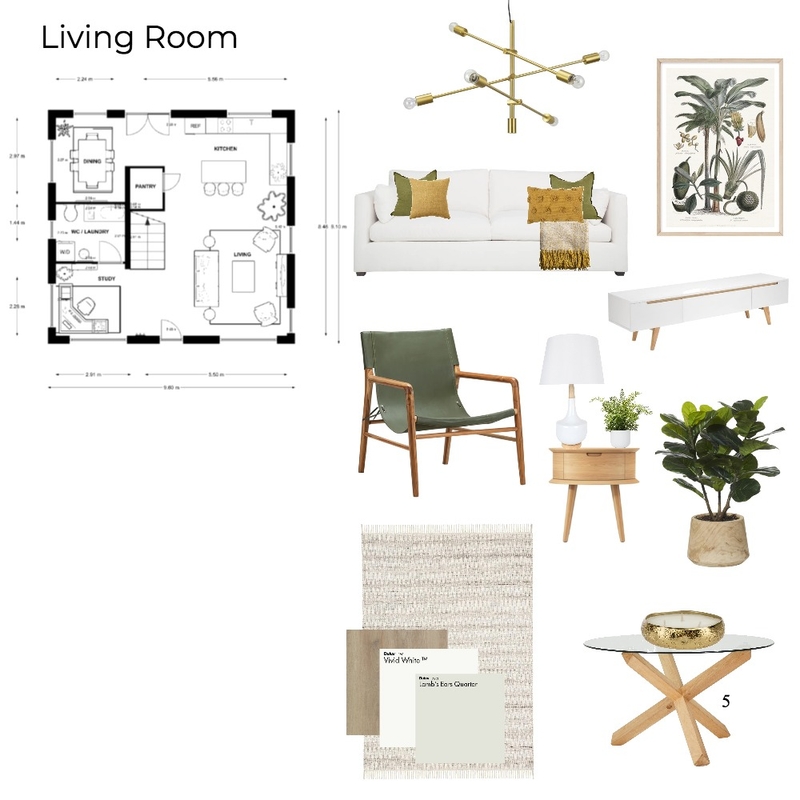 Monochromatic Green Living Room Sample Board Mood Board by Madeline Campbell on Style Sourcebook